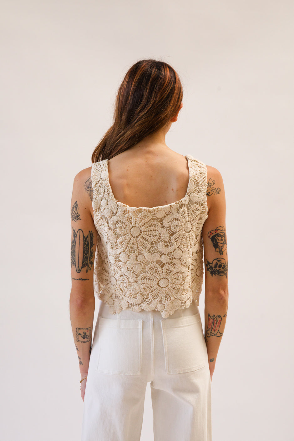 BELLA BEIGE CROCHET TOP