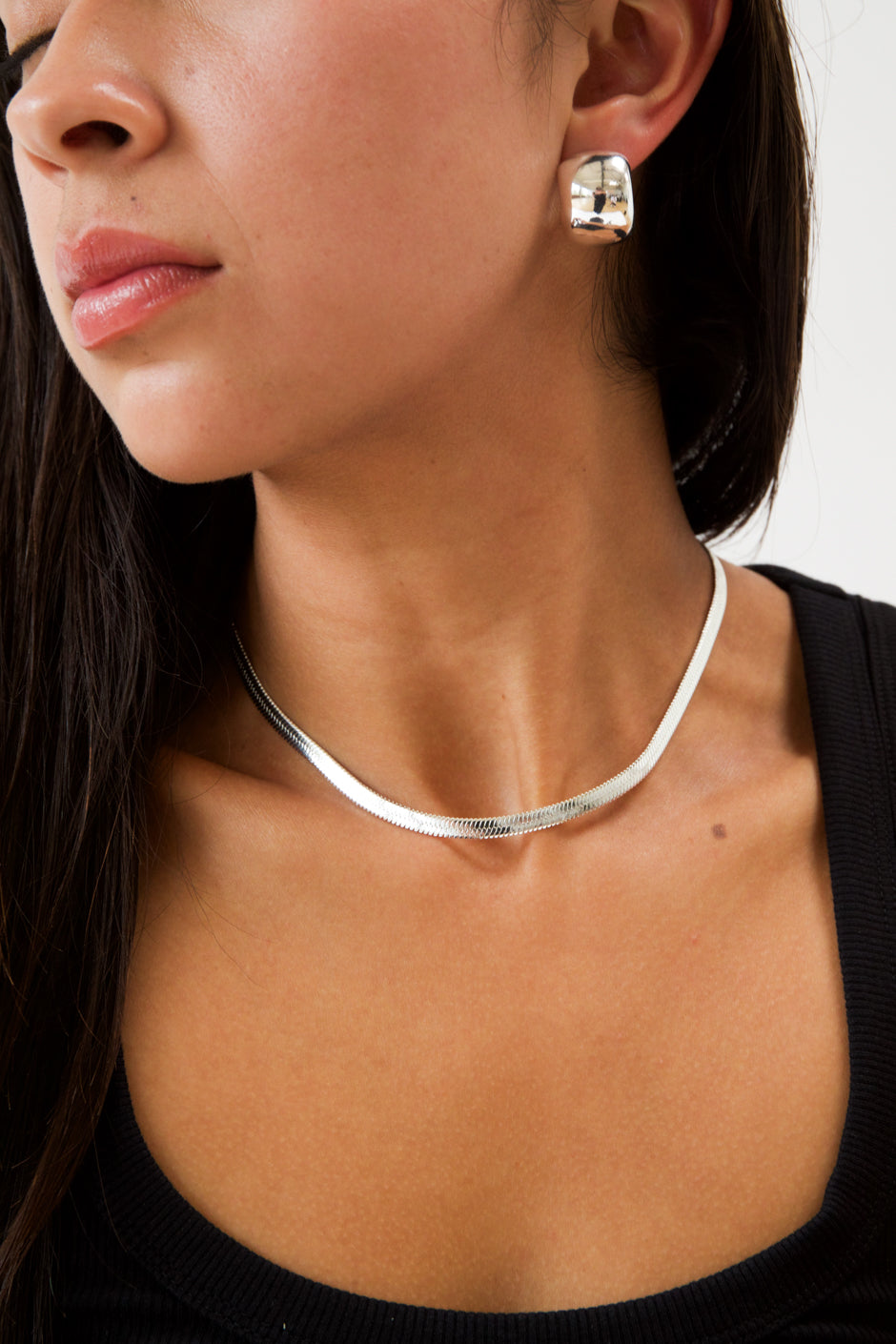 HERRINGBONE 5 SILVER NECKLACE CHAIN