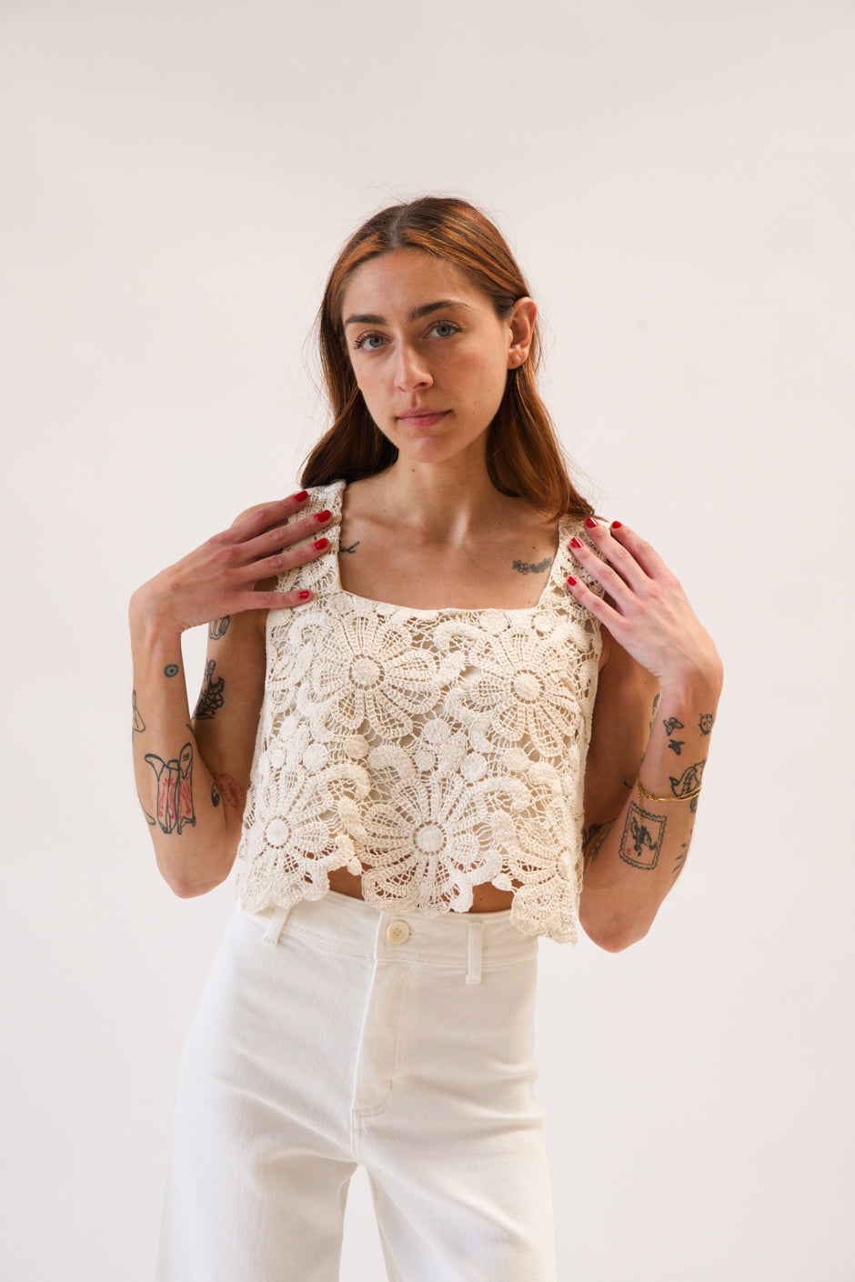 BELLA BEIGE CROCHET TOP