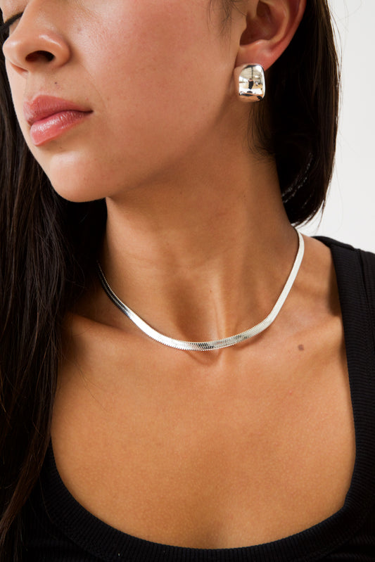 HERRINGBONE 5 SILVER NECKLACE CHAIN