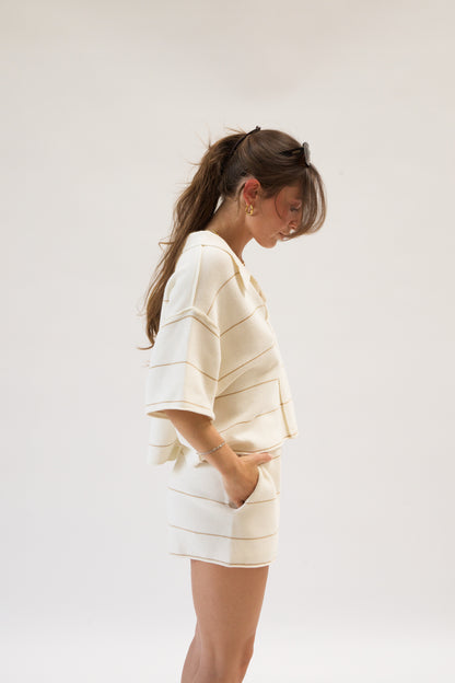 KERRY CREAM STRIPED SHORTS SET